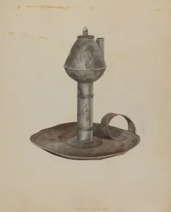 William Frank Prints: Colonial Lamp, 1938. Creator: William Frank