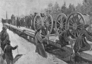 Ontario Prints: Colonial Troops for South Africa, 1900: Canadian Artillery entraining at Ottawa, (1901)