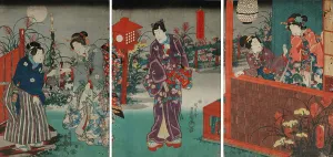 Colorful Flowering Grasses in the Light of the Full Moon (Monaka no tsuki iro no kusabana)...c1850. Creator: Kunisada (Toyokuni III), Utagawa (1786-1865)