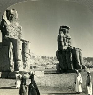 Colossus Gallery: Colossal Memnon Statues at Thebes - the Farther One Used to Emit a Cry at Sunrise