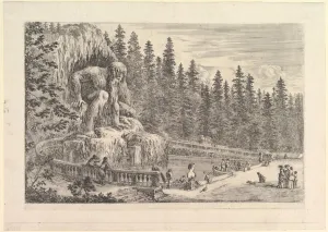 Grotto Collection: Colossal statue of the Appenino by Giambologna to left, represented as a giant crouchi