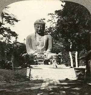 Colossal statue of Buddha, reverenced by the Japanese, in a sylvan Temple, Kamakura, Japan, c1900