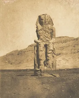 Pharaoh Prints: Colosse monolithe d Amenophis III, a Thebes, 1849-50. Creator: Maxime du Camp