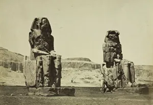 The Colossi of Memnon, Thebes, c. 1860s. Creator: Antonio Beato (British, c. 1825-1903) The Colossi of Memnon, Thebes, c. 1860s. Creator: Antonio Beato (British, c. 1825-1903)