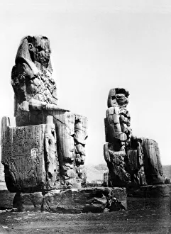 14th Century Bc Prints: The Colossi of Memnon, Thebes, Nubia, Egypt, 1878. Artist: Felix Bonfils