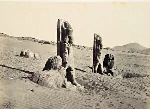 Colossus Gallery: Colossi and Sphynx at Wady Saboua, 1857. Creator: Francis Frith