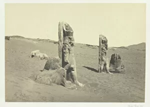 Colossus Gallery: Colossi and Sphynx at Wady Saboua, Nubia, 1857. Creator: Francis Frith