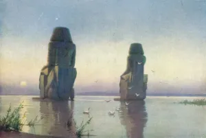 The Colossi of Thebes - Moonrise, c1880, (1904). Artist: Robert George Talbot Kelly The Colossi of Thebes - Moonrise, c1880, (1904). Artist: Robert George Talbot Kelly