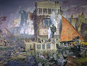 Rhodes Prints: The Colossus of Rhodes, 1914. Creator: Munoz Degrain, Antonio (1840-1924)