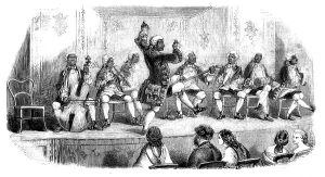 Accordion Player Prints: The Coloured Opera Troupe at the Oxford Street Gallery, 1858. Creator: Unknown