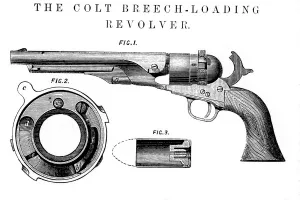 Invention Prints: Colt Frontier revolver, invented by Samuel Colt (1814-62), c1850