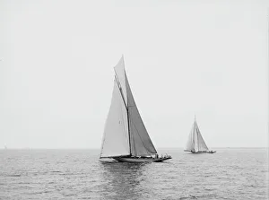 Regatta Prints: Columbia and Defender, Aug. 12, 1899, c1899. Creator: Unknown