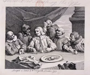 Columbus Prints: Columbus breaking the egg, 1753. Artist: William Hogarth