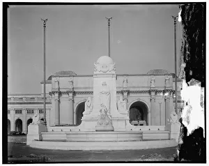 Columbus Fountain Prints: Columbus Memorial, with front of Union Station