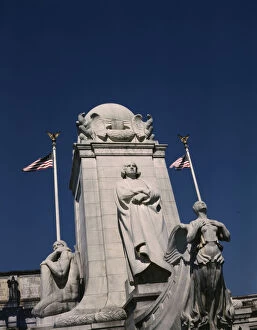 Sculptures Gallery: Columbus Statue in front of Union Station, Washington, D.C. ca. 1943. Creator: Unknown