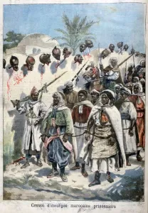 F Meaulle Prints: Column of insurgent Moroccans taken prisoner at Tadla by Sultan Abdul-Hafizs army