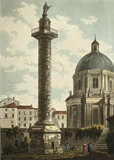 Aquatinthand Coloured Aquatint On Paper Gallery: Column of Trajan, plate twenty-one from Ruins of Rome, published May 1st, 1798