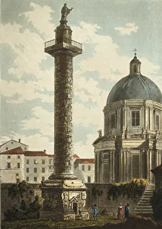 Aquatinthand Coloured Aquatint On Paper Gallery: Column of Trajan, plate twenty-one from Ruins of Rome, published May 1st, 1798