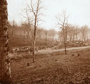 Genicourt Prints: Column of troops, Genicourt, northern France, c1914-c1918
