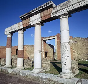 Columns of the colonnade around the forum in Pompeii, 1st century