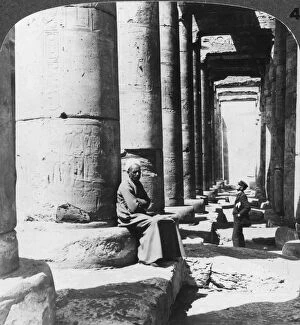Breasted Collection: Columns of the great temple of Sethos I, Abydos, Egypt, 1905.Artist: Underwood & Underwood