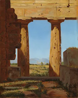 Columns Prints: Columns of the Temple of Neptune at Paestum, 1838. Creator: Constantin Hansen