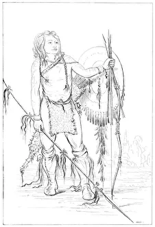 Myers And Co Prints: Comanche chief, the great Comanche village, 1841. Artist: Myers and Co