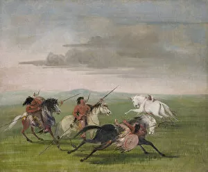 Plains Indian Gallery: Comanche Feats of Horsemanship, 1834-1835. Creator: George Catlin