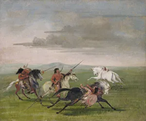 Plains Indian Gallery: Comanche Feats of Horsemanship, 1834-1835. Creator: George Catlin