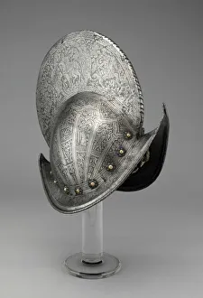 Steel Brass And Leather Prints: Comb Morion, Brescia, 1580 / 90. Creator: Unknown