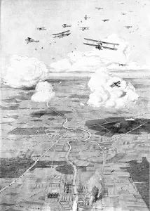 Bombs Prints: Combat Aerien; Un raid de jour; Escadre Francaise sur l'objectif; des usines au d'une