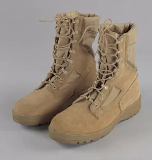 Nmaahc Collection: Combat boots worn by Andre M. Jones during the Iraq War, 2003