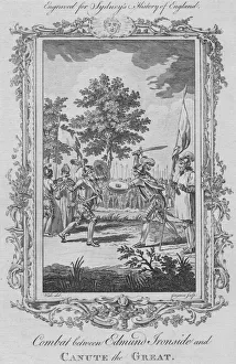 Sydney Temple Prints: Combat between Edmund Ironside and Canute the Great, 1773. Creator: Charles Grignion