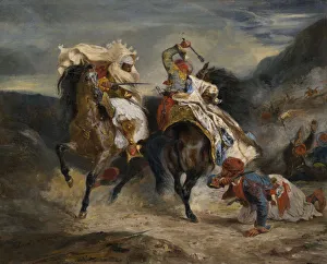 George Gordon Prints: The Combat of the Giaour and Hassan, 1826. Creator: Eugene Delacroix