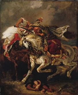 The Combat of the Giaour and the Pasha. Artist: Delacroix, Eugene (1798-1863)