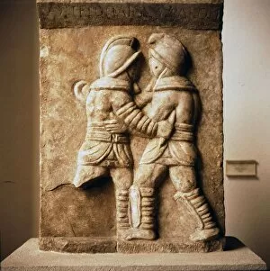 Combat between two gladiators, Roman relief from Epheseus, c3rd century