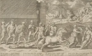 Hector Prints: The combat of Hector and Achilles, and Achilles dragging the body of Hector around