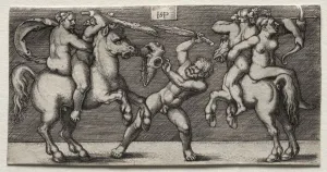 Combat of Three Men, 1546-1547. Creator: Hans Sebald Beham (German, 1500-1550)