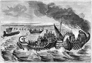 Charaire Et Fils Gallery: Combat between Roman and Veneti vessels, Loire river, 56 BC (1882-1884).Artist: Dietrich