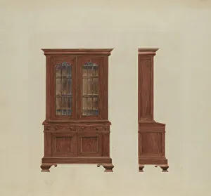 Combination Desk and Bookcase, c. 1937. Creator: Ray Price
