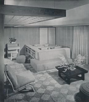 A combination living and dining room, 1942
