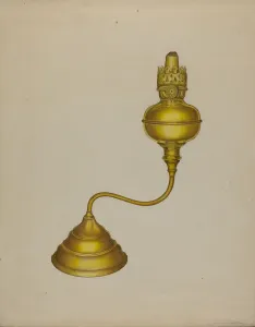 Oil Burner Prints: Combination Peg Lamp / Candleholder, c. 1937. Creator: John Cutting