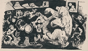 Chained Prints: Comedian with a bear, 1930-1940. Creator: Arnold Peter Weisz-Kubincan