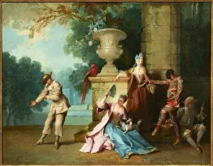 Harlequin Prints: Comédiens dans un parc, ca 1719. Creator: Oudry, Jean-Baptiste (1686-1755)