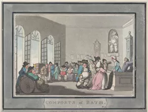 Drinking Water Gallery: Comforts of Bath, Plate 3, January 6, 1798. January 6, 1798. Creator: Thomas Rowlandson