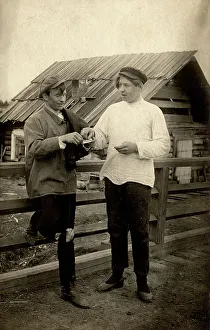 Mamontov Prints: Comic scene Let's smoke, 1913-1914