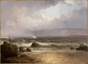 Laridae Prints: Coming Squall (Nahant Beach with a Summer Shower), 1835. Creator: Thomas Doughty