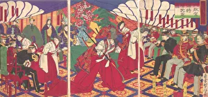 Prince Mutsuhito Prints: Commanders Receiving the Emperors Drinking Cups, 1886 (Meiji 19)
