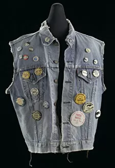Commemorative denim vest with buttons assembled by Joan Trumpauer Mulholland, 1960s