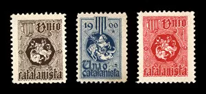 Images Dated 4th June 2012: Commemorative stamps issued by Unio Catalanista, Catalan conservative nationalist